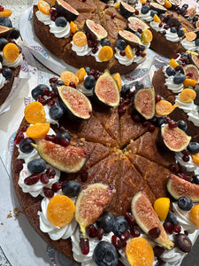 Carrot Cake with Vanilla Cream and Fresh Fruit